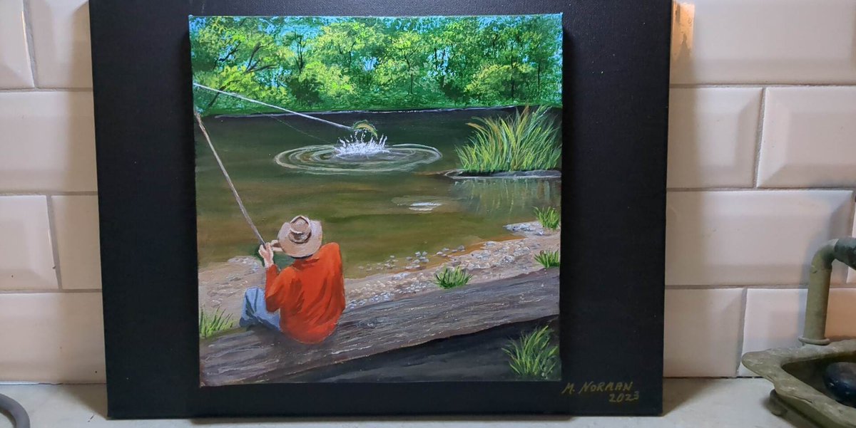 The one that didn't get away. 10 x 10 mounted on 12 x 16 black canvas