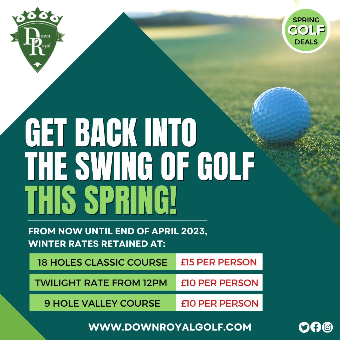 𝐆𝐄𝐓 𝐁𝐀𝐂𝐊 𝐈𝐍𝐓𝐎 𝐓𝐇𝐄 𝐒𝐖𝐈𝐍𝐆 𝐎𝐅 𝐆𝐎𝐋𝐅! ⛳️
Winter rates retained until the end of April 23.
Book online at downroyalgolf.com 
Or call us on 028 9262 1339.

#downroyalparkgolfcourse #downroyalgolf #golf #golfdeals #maze #lisburn