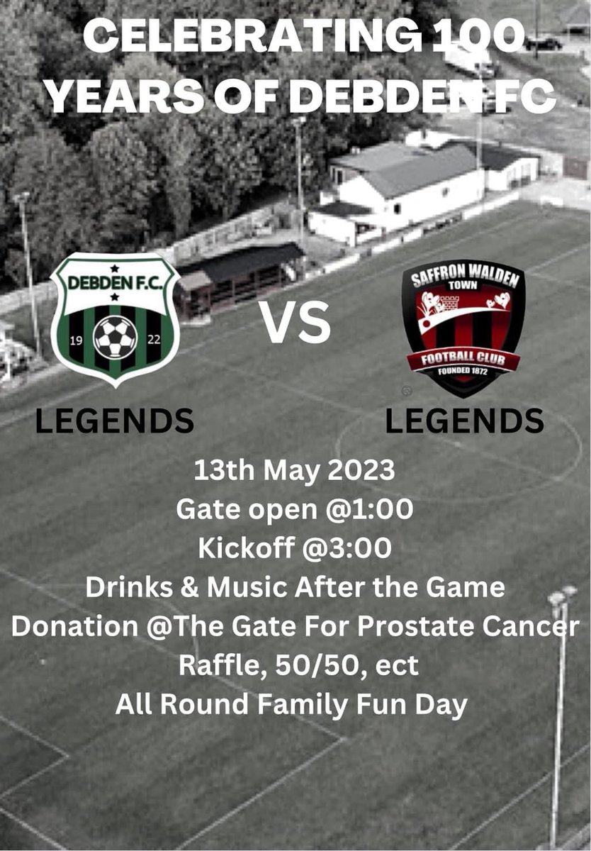 Not many village sides make it to their 100th birthday season! Come down to <a href="/SWTFootballClub/">Saffron Walden Town FC</a> and support the day!