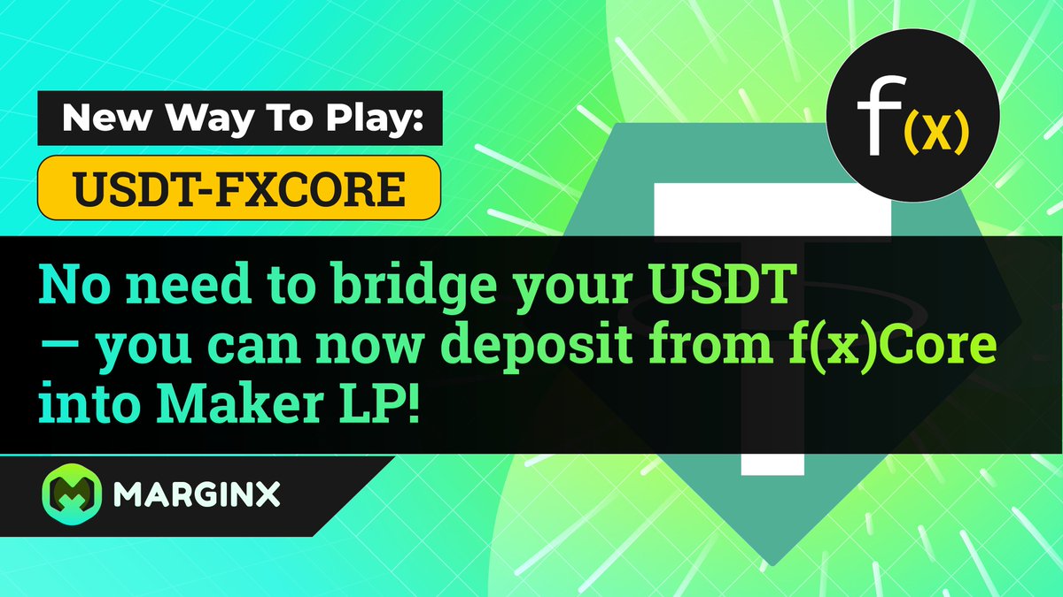 youcanshortit's tweet photo. Want a share of the #MXMakerLP but don't want to bridge your tokens into #Ethereum?
You can now keep your USDT in f(x)Core and deposit directly from there βΒ less gas fees, less hassle!
π https://t.co/tGoNYECvMn
π
Last day to deposit: 30 March 2023
#crypto #DEX #DeFi #trade https://t.co/eBquUkcTX7