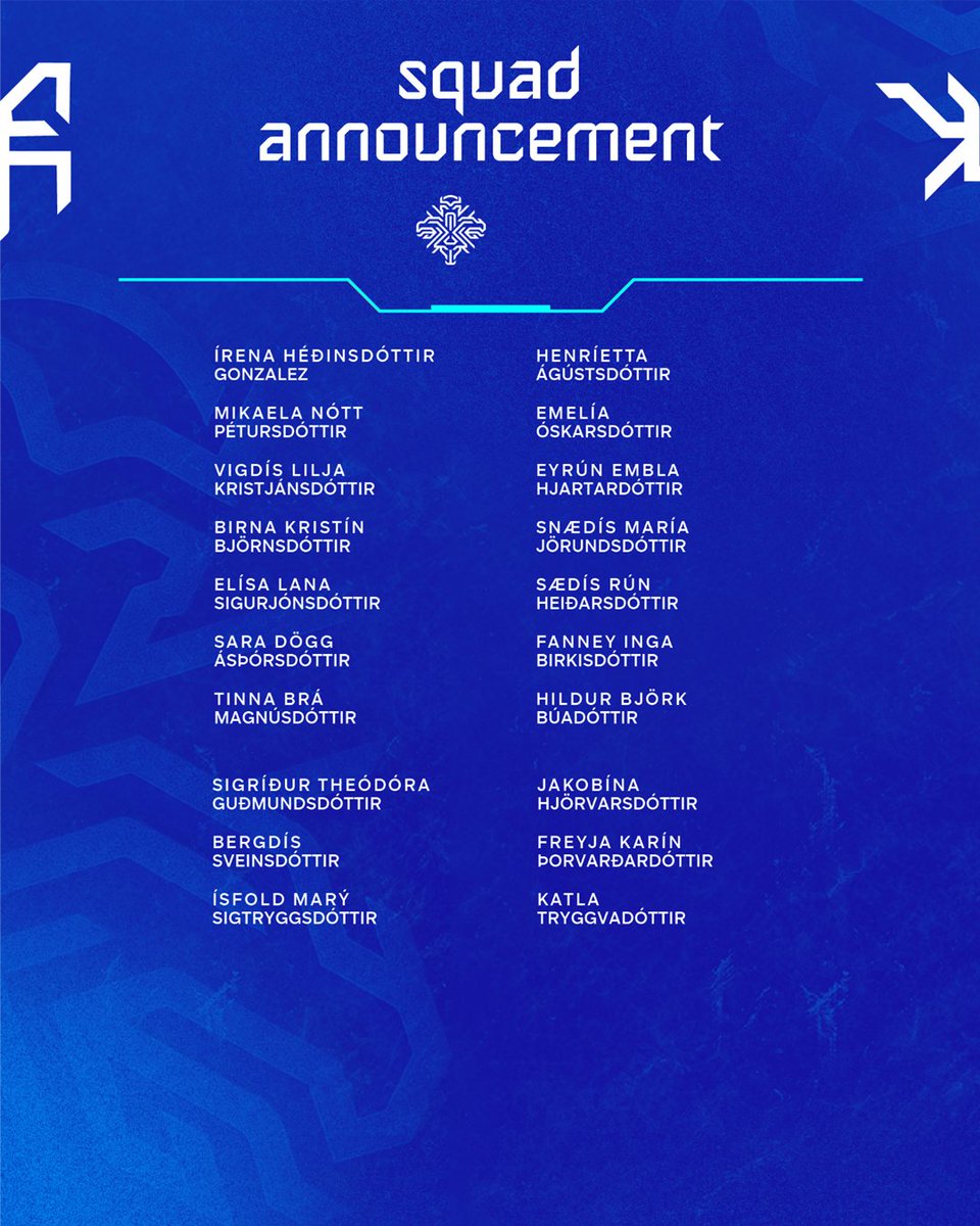 footballiceland's tweet image. 🇮🇸  Hópur U19 kvenna sem tekur þátt í milliriðlum undankeppni EM 2023.

👉  Ísland er í riðli með Danmörku, Svíþjóð og Úkraínu.

✍  ksi.is/um-ksi/frettir…

👇  Our U19 women's squad for the EURO 2023 Elite Round of qualifying.

#dottir