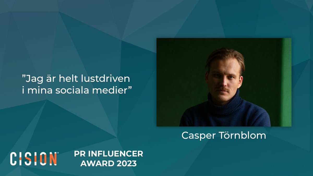 CisionSverige's tweet photo. Casper Törnblom är VD för byrån 500 och finalist till ”Cision PR Influencer Award 2023”. Det innebär att han är en PR-konsult med stort inflytande. Men vad driver honom att vara aktiv på sociala medier? Lär här https://t.co/0SIIE0sFTp https://t.co/CtVQmTN76o