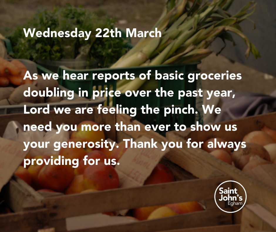 stjohnsegham's tweet image. The cost of living effects us all. Today we pray for financial breakthrough. #generousGod #costofliving