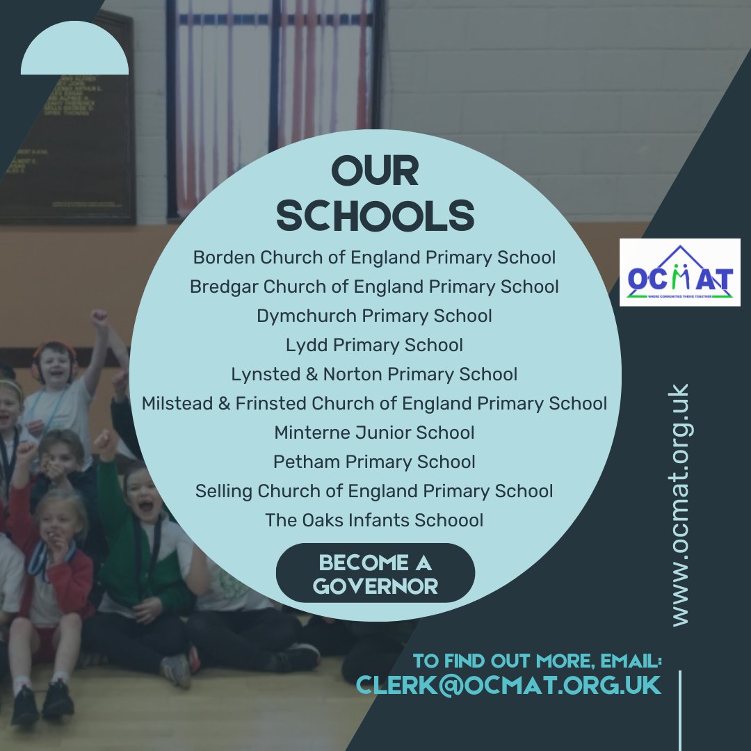 OCMATtrust's tweet photo. Join Our Community Multi Academy Trust in the vital role of School Governor.

#govenor #MakeADifference #criticalfriend #kent #teamocmt #ocmat #supportingschool #education https://t.co/OtH0emDV30