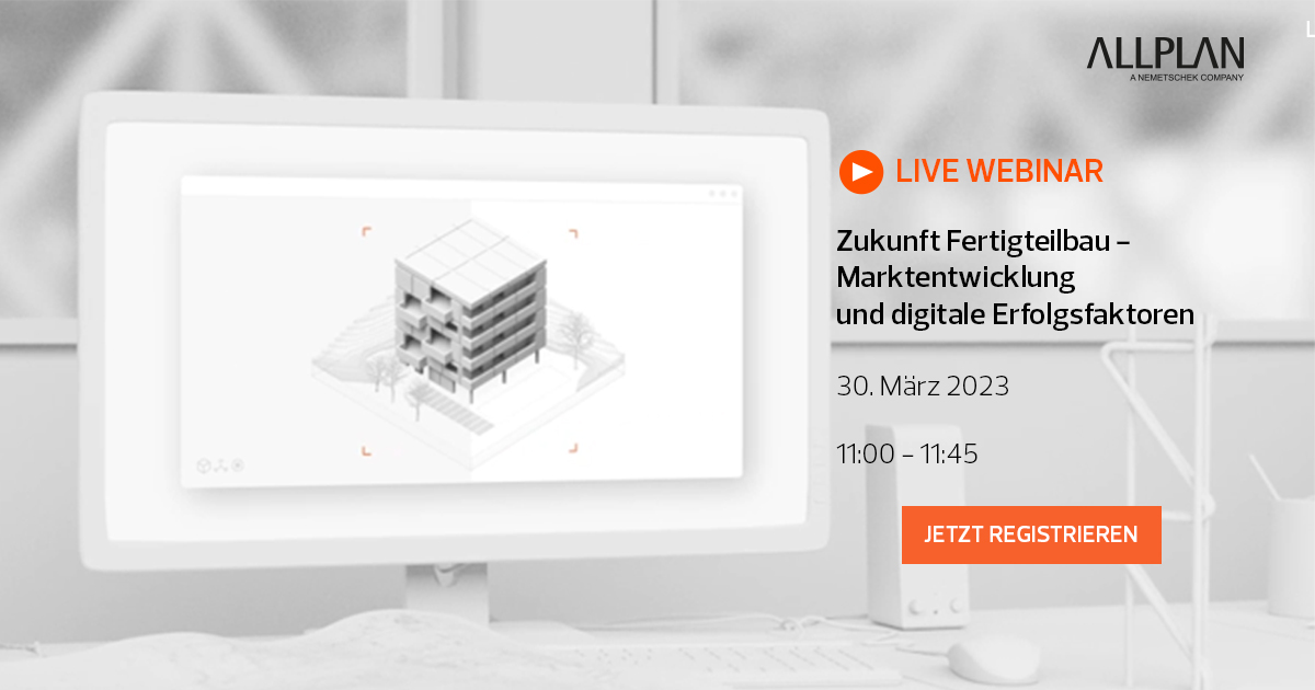 AllplanAustria's tweet photo. Sie interessieren sich für die Zukunft des Betonfertigteilbaus? Dann besuchen Sie unser #Webinar am 30. März um 11:00 Uhr.
Erfahren Sie Neuigkeiten zu Marktdaten, Erfolgsfaktoren und #Innovationen im Bereich der #Fertigteilplanung.

Zur Anmeldung:
👉 https://t.co/azcpIrVMGw https://t.co/bPDj5Csqwt