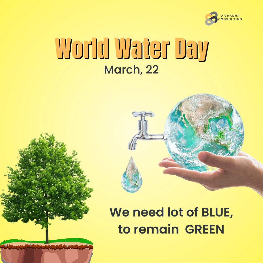 DChadhaLtd's tweet image. Happy World Water Day! 🌊

Let&apos;s celebrate this day by raising awareness about the importance of water. 💧
Don&apos;t take clean water for granted, it&apos;s a precious resource that we need to protect. 

#DChadhaConsulting #WorldWaterDay #WaterIsLife #SaveWater #CleanWater #Sustainability
