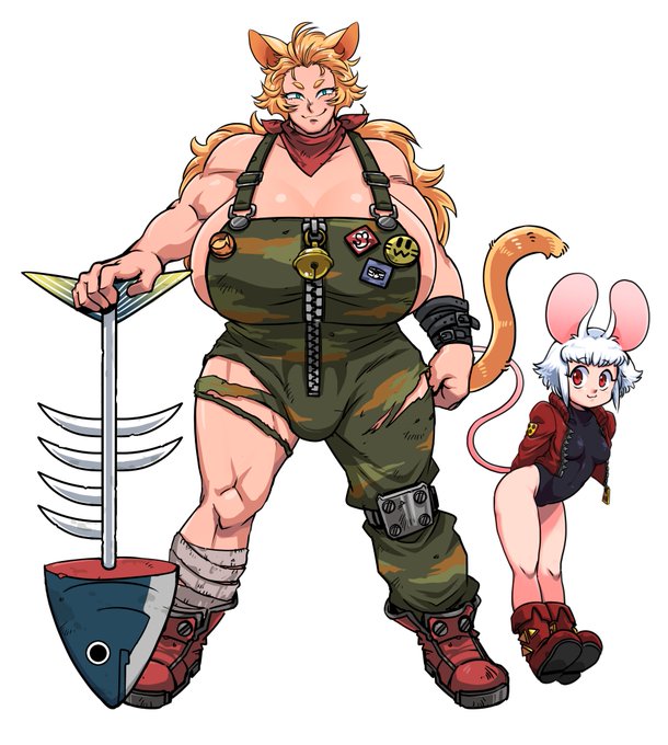 猫のミリーナ(ふたなり)とミリーナをいつかギャフンと言わせたくていつもいろいろ仕掛けるけど毎回おしおきされてるネズミのチュチュ。もうちょっとリデザしたい欲はあるけど気に入ってはいるキャラ達。 