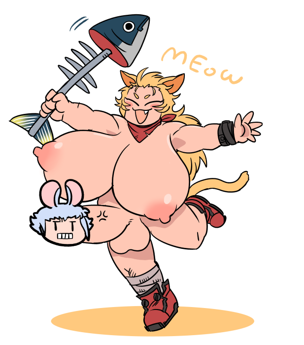 猫のミリーナ(ふたなり)とミリーナをいつかギャフンと言わせたくていつもいろいろ仕掛けるけど毎回おしおきされてるネズミのチュチュ。もうちょっとリデザしたい欲はあるけど気に入ってはいるキャラ達。 