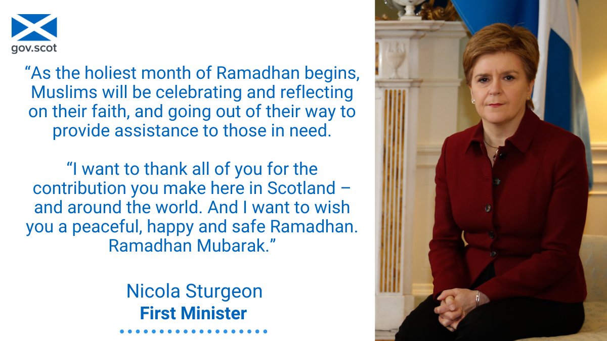 As Ramadhan begins, First Minister <a href="/NicolaSturgeon/">Nicola Sturgeon</a> has sent her best wishes to Muslims at home and across the world who will be celebrating.
