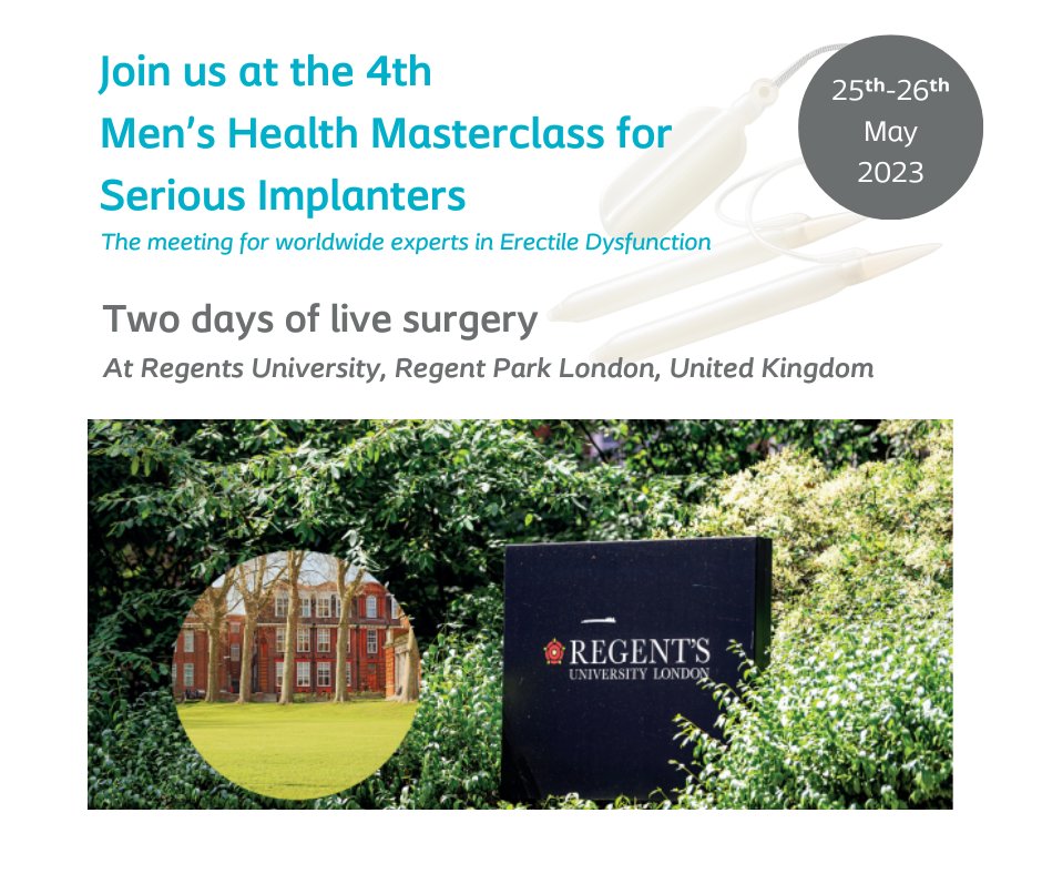 4th Men’s Health Masterclass is back in London with a stella faculty Professor David Ralph Koenraad van Renterghem Contact your local #Coloplast representative for further details. @uclh @Coloplast_MD #inflatablepenileprosthesis #erectiledysfunction