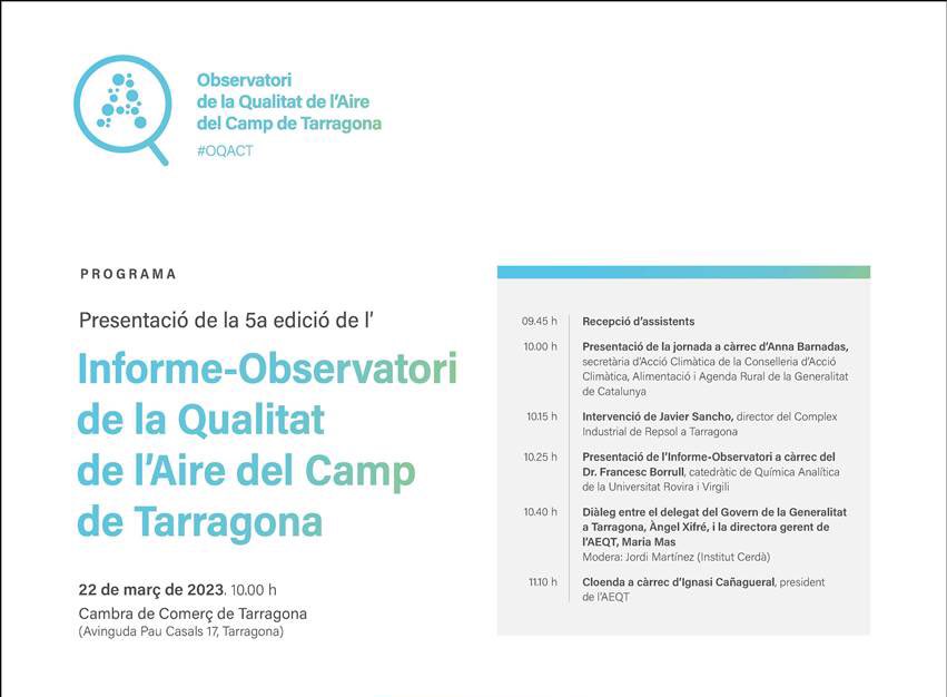 GabinetCeres's tweet photo. Assistim a la presentació de la 5a Edició de l’Informe-Observatori de la Qualitat de l’Aire del Camp de #Tarragona a la @CambraTarragona

 #OQACT https://t.co/jw2s3tdM22
