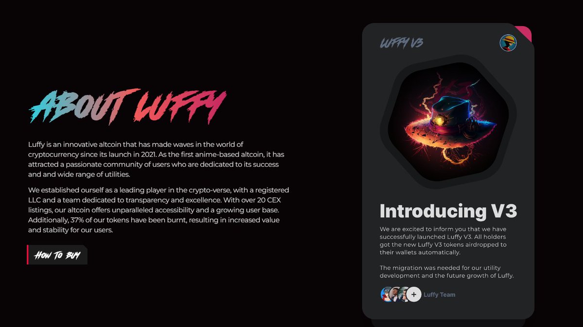 We're thrilled to announce the launch of our revamped website! 🚀💻 It's now easier than ever to learn about Luffy Token and join our community. 

Check it out here: 
luffytoken.com 

#LuffyToken $LUFFY