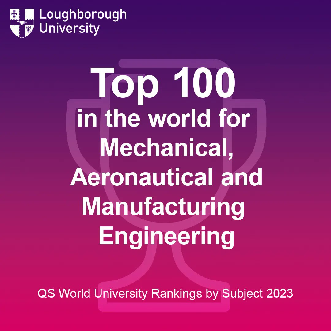 We have some brilliant news📣📣📣 

We’ve been ranked in the top 100 in the world for Mechanical, Aeronautical and Manufacturing Engineering by @TopUnis !🏆💜 

#QS #TopUniversities #QSWUR #QSrankings