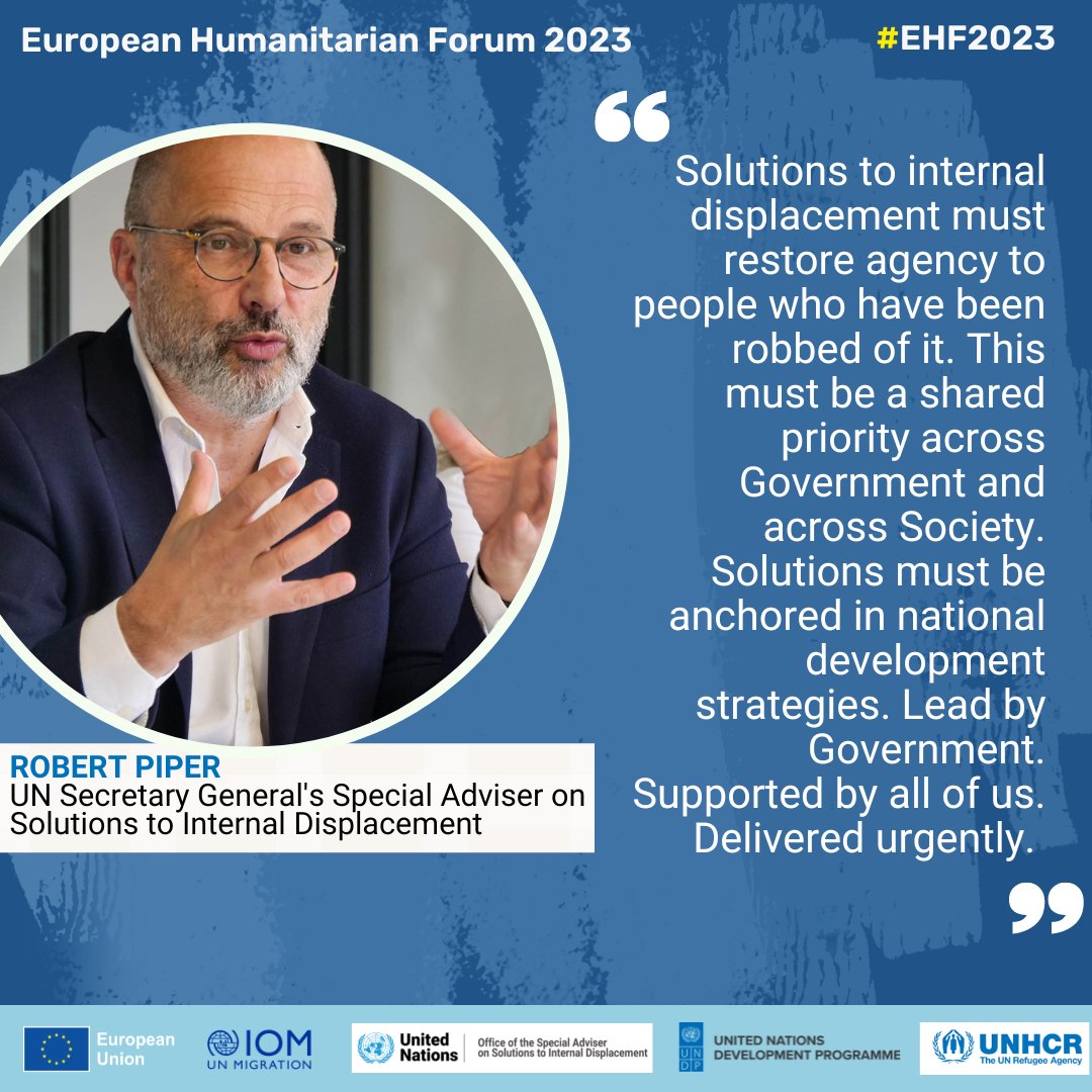 📌.@UNPiper take on what is needed to achieve nationally owned and locally led solutions to internal displacement.
#EHF2023
