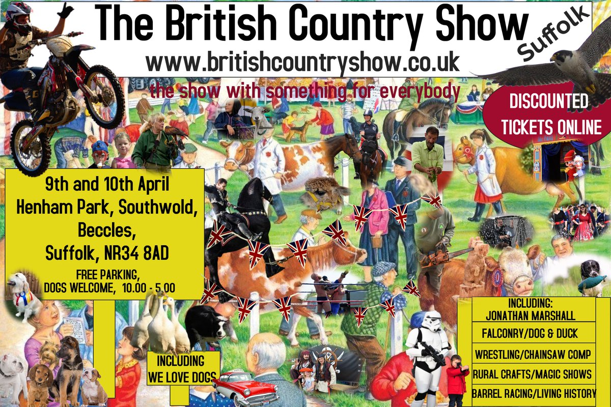 ClassicFestival's tweet photo. This #Easterweekend in #Suffolk, the British Country Show Suffolk. #Southwold #Beccles #chainsawcarving #crafts #dogshow #wrestling #cookerydemos #donkeyrides #axethrowing #horsedisplays #EasterEggHunt #Family #fun Discounted tickets available https://t.co/PyI22QEWYf 🇬🇧 https://t.co/T6pLhJeazR
