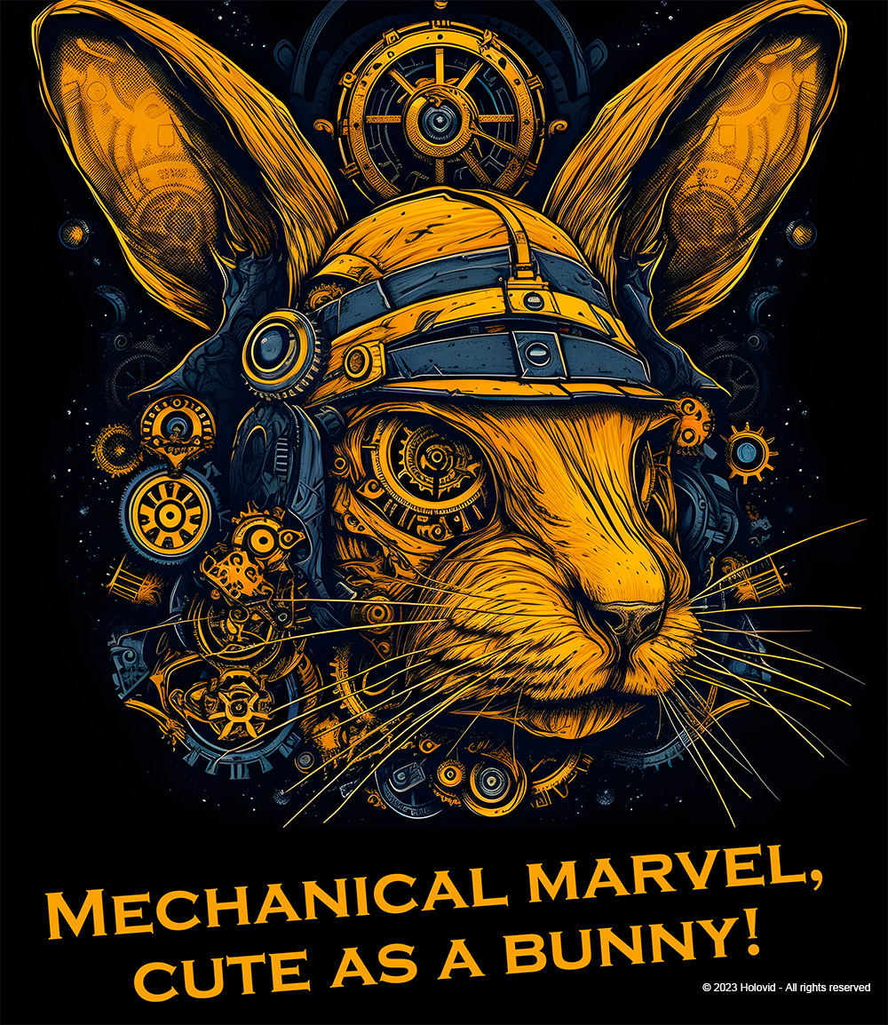 I think this may look good as a T-Shirt ? #steampunkrabbit, #yellowbunny, #mechanicalwonder, #cutebunny, #steampunkart, #whimsicaldesign, #vintagecharm,  #uniqueillustration, #rabbitlover, #steampunkgift, #quirkyart, #fantasyanimal, #gearsandcogs, #playfulcharacter