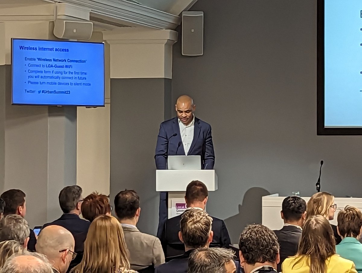 Our chair <a href="/MarvinJRees/">Marvin Rees</a> welcoming delegates to #urbansummit23 - 3 big questions; what are cities, what do they need and how do we get them there? <a href="/LGALocalism/">LGA Localism</a>
