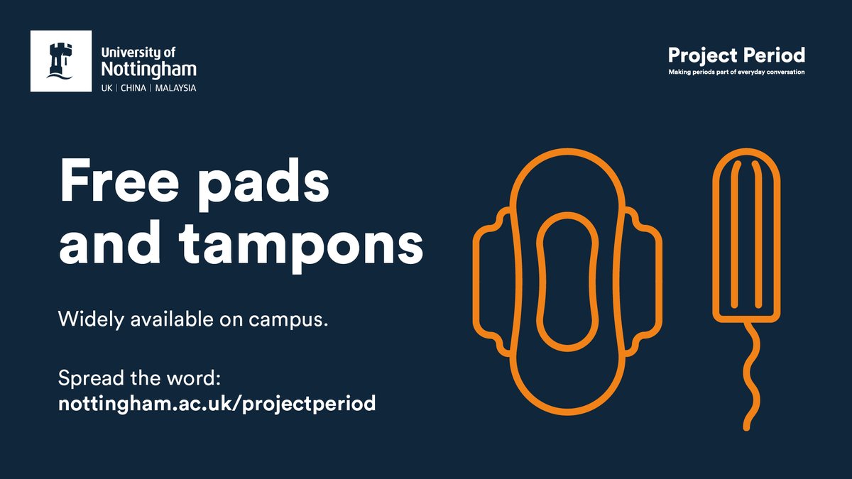 UoNStudentLife's tweet photo. Menstruation is a financial burden β we want to eliminate that burden on campus.
Take a look at where you can access free period products: https://t.co/5pMc2CyvcU #ProjectPeriod https://t.co/w03DirENVe