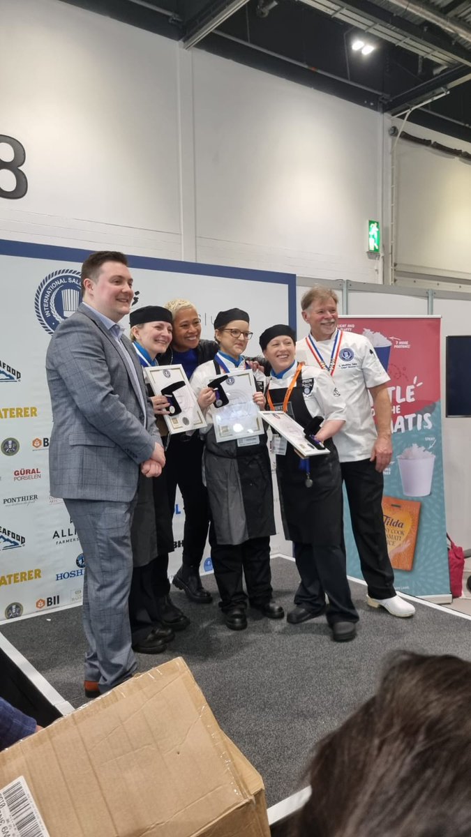 @SalonCulinaire @AyrshireColl @countryrangeuk #chefcompetition
 Huge congratulations to these 3 Kilmarnock Campus Level 6 professional cookery students for winning a silver medal yesterday at Excel, London