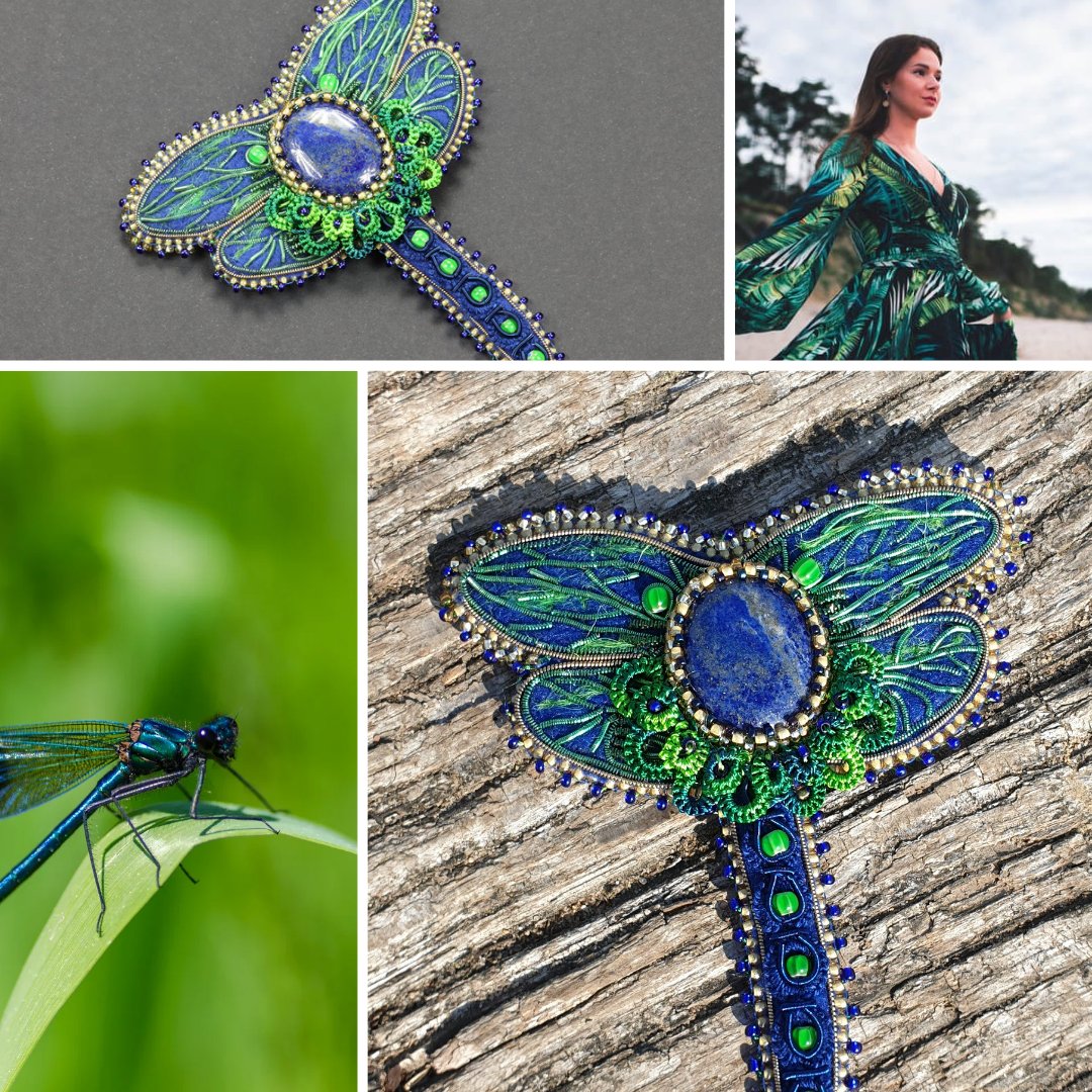 Blue dragonfly brooch with lapis lazuli 
#dragonfly #dragonflyjewelry #lapislazuli #insectjewelry #artisanjewelry #artjewellery #beadedjewelry #handmadejewerly #fashionlook #ThroatChakra #throat #healingchakras
#bigdragonfly #fashionbrooches #chakrastones #chakrajewelry