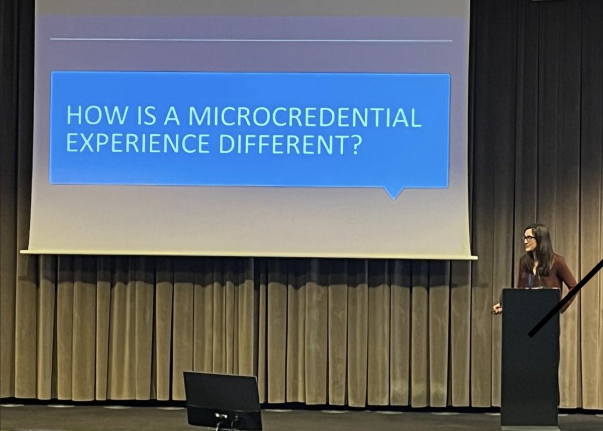 During the presentation of 'Competency and Capacity: Designing #Microcredentials and Supporting Frameworks for Change in #HigherEducation' @lpatter10 asked the audience the following question:

'How is a microcredential experience different?' 🤔

#EDEN2023