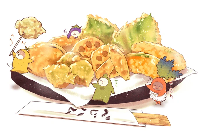 お野菜天ぷらとべじハム#イラスト #illustration 