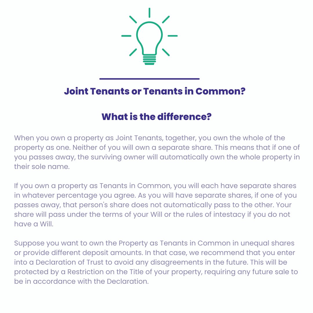#Jointtenants or #TenantsinCommon? What is the #difference? #nationalconveyancingweek #natconveywk2023 #legaladvice #conveyancing