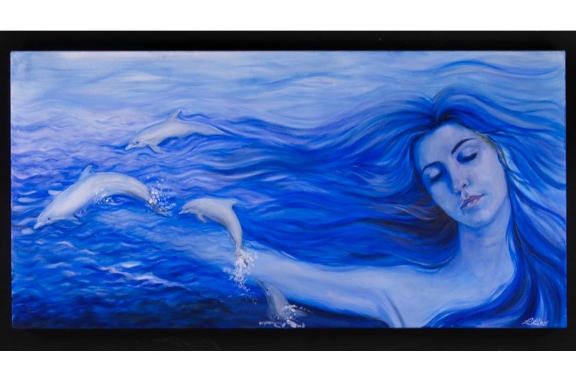 Dream of the Dolphins painting in oil 140cm x 70cm Canvas prints available- 🐬 #dolphin #oilpainting #art ⁦@waterday2023⁩ #water #ocean ⁦<a href="/GBOceans/">Great Blue Ocean</a>⁩ ⁦<a href="/MiamiDolphins/">Miami Dolphins</a>⁩ ⁦<a href="/whalesorg/">Whale and Dolphin Conservation (WDC)</a>⁩