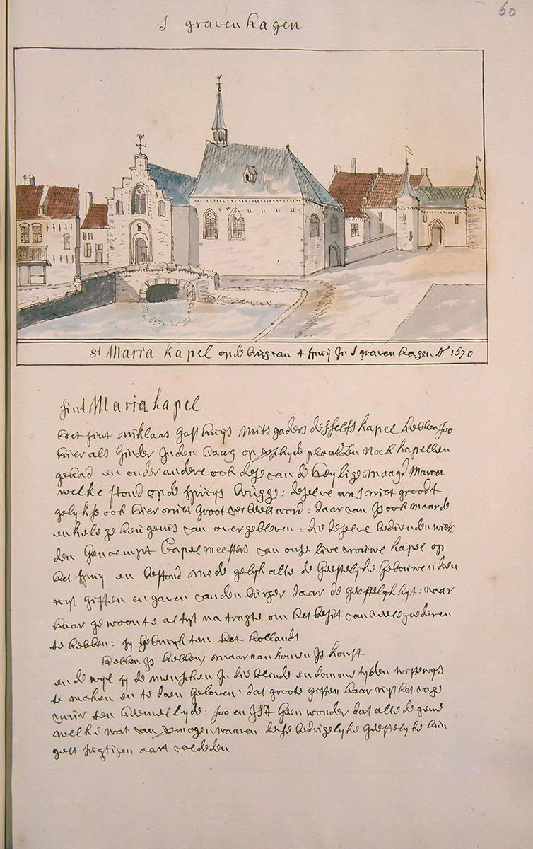 AdvanderZee's tweet photo. UIteraard is er in de collectie #Schoemaker ook veel over Den Haag opgenomen. Zelfs het verdwenen Den Haag. Schoemaker liet o.a. tekeningen maken van de Mariakapel, Jacobskapel en St. Anthoniskapel naar een schilderij uit 1570. https://t.co/1JLpNxC7Bp