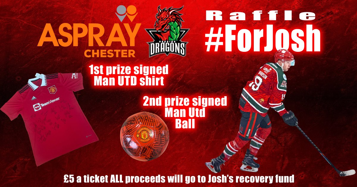 EngIceHockey's tweet photo. .@dragonsihc are currently running a series of raffles with the aim of raising funds for Josh Richardson and his recovery fund.

LFC raffle 👉 https://t.co/YaszVKRrpa

MUFC raffle 👉 https://t.co/3CgsU95BfS

#EIHA #oneNIHL https://t.co/C7ZOfB2jdW