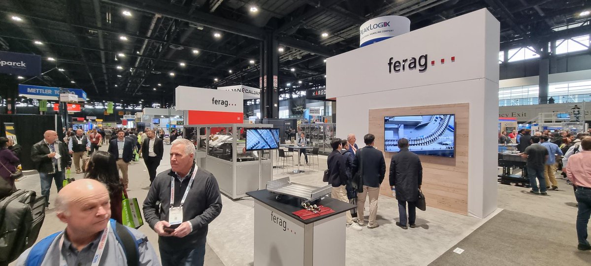 ferag_ag's tweet photo. Another intense and exciting day at #ProMat 2023 in Chicago. At our 1,000 sq ft booth #S4541 we will show you our tilt-tray sorter #Denisort on a running system and give you an understanding of our pouch sorter #Skyfall. Visit us today and tomorrow, we look forward to seeing you. https://t.co/rWa5HM00N1