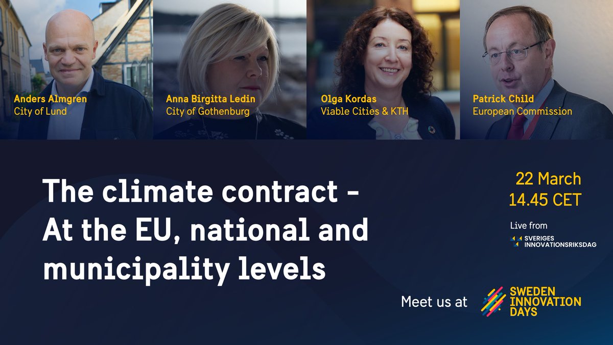 Looking forward an inspirational conversation on #ClimateCityContract as a governance innovation with brilliant colleagues! #SwedenInnovationDays @ViableCities @NetZeroCitiesEU  @vinnovase @FormasForsk @Energi_mynd @KTHuniversity #MissionCities @lundskommun @gbgnarastorstad