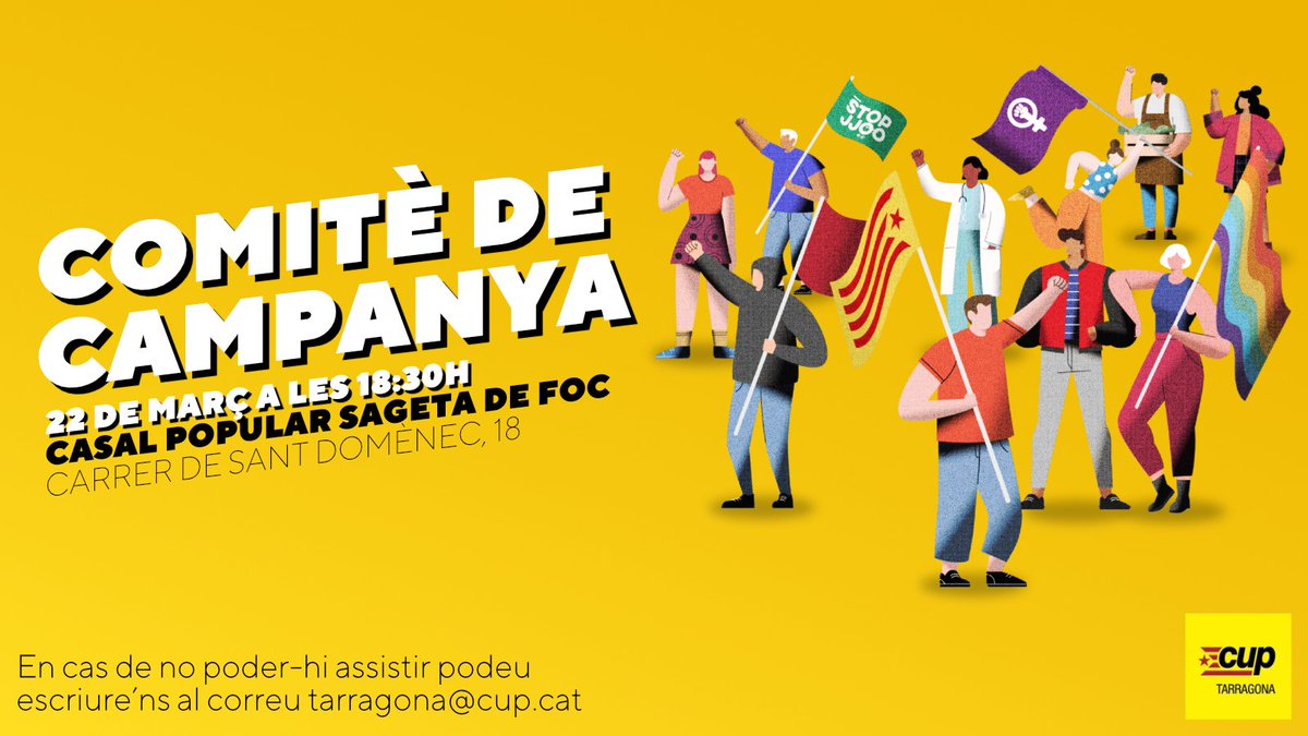 CUPTarragona's tweet photo. Avui tenim cita doble a @la_Sageta!
🔸️18:30h primera trobada del comitè de campanya
🔸️19h #FemPrograma parlant de llengua, cultura, patrimoni i alliberament nacional
#GentQueLluiti https://t.co/zIDHCLPIZ2