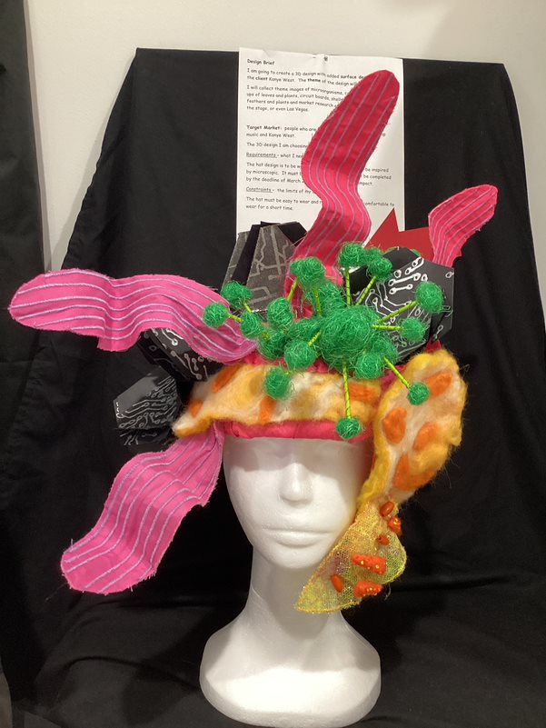 CedarbankSchool's tweet photo. We would like to show off this fabulous hat design by our NPA Costume learner. He has designed it for a performer in a music video. Fantastic visual impact! #SuccessfulLearner #MillineryMagic https://t.co/l0tmHZti0Y