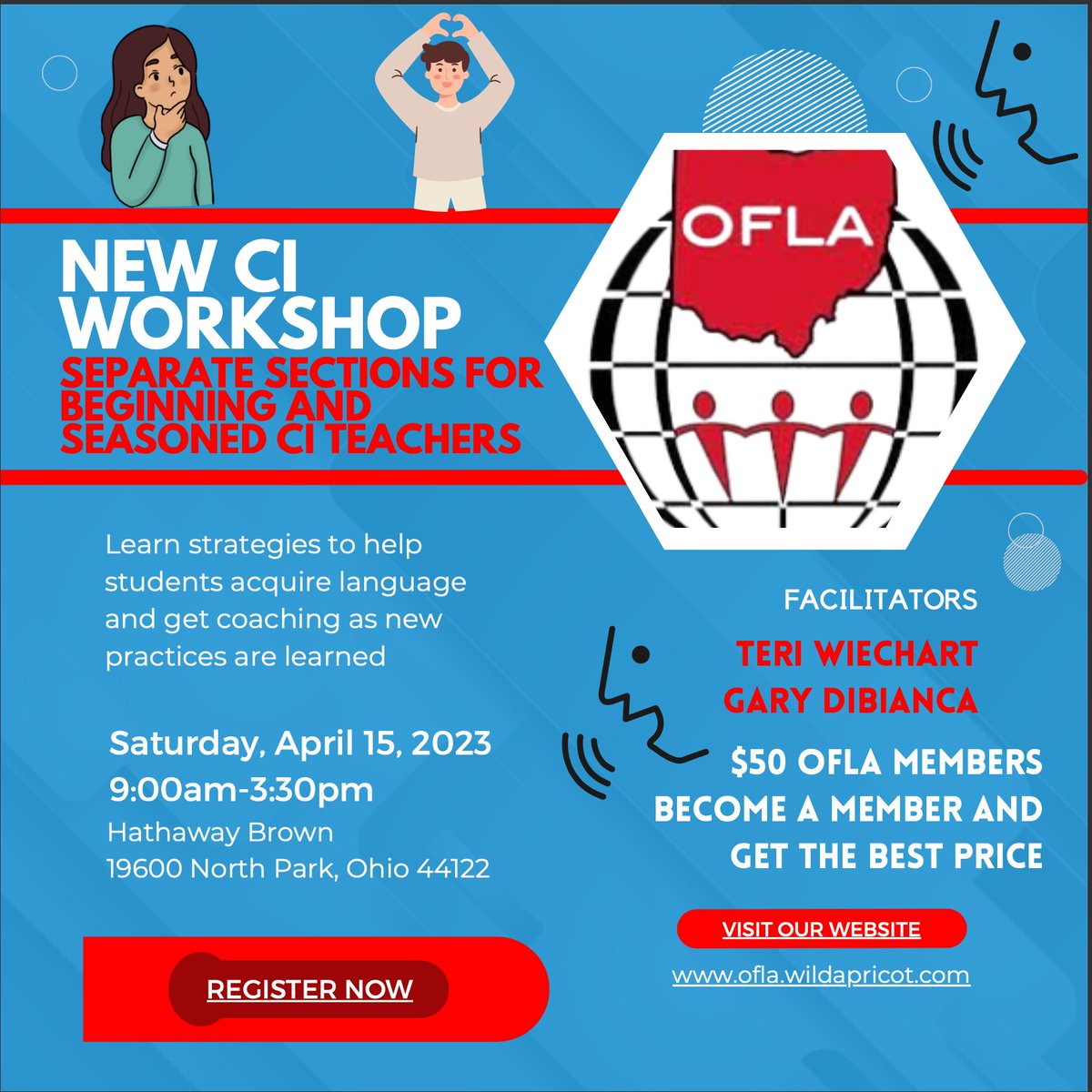 Join us for the CI Workshop Saturday April 15, 2023 at Hathaway Brown. The cost is $50 for OFLA Members. Complete information is available at ofla.wildapricot.org/page-418057