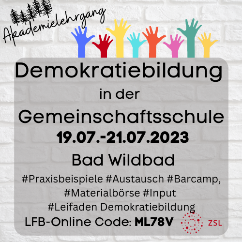 #gerneandergms #gemeinschaftsschule #demokratiebildung #twlz #eduBW #wildcampenBW23 #weitercampen
Ich leite im Juli einen Akademielehrgang! Ich freue mich auf viele TN, die sich für Demokratiebildung an der #GMS interessieren!
Meldet euch an 🌲🔥