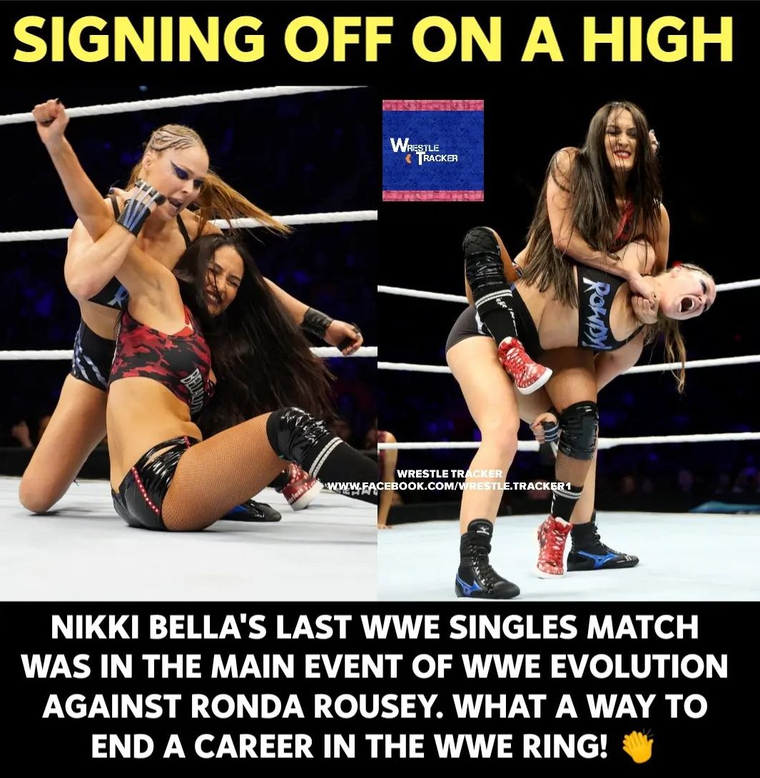 RT @wrestletracker1: Now that Nikki Bella has quit WWE, this will be her last match forever! 

#WWE #RondaRousey https://t.co/Hd5qgN5Dti