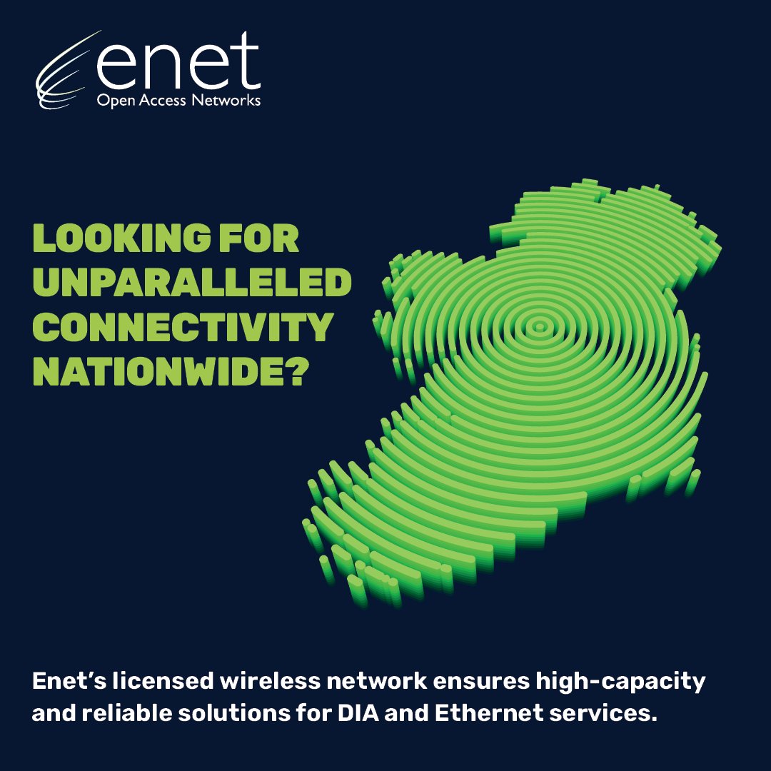 Looking for unparalleled connectivity nationwide? Enet's microwave wireless technology ensures reliable bandwidth solutions for Direct Internet Access and Ethernet services, with high-capacity speeds of up to 1Gb.  Learn more - enet.ie/solutions/micr…
#microwavewireless