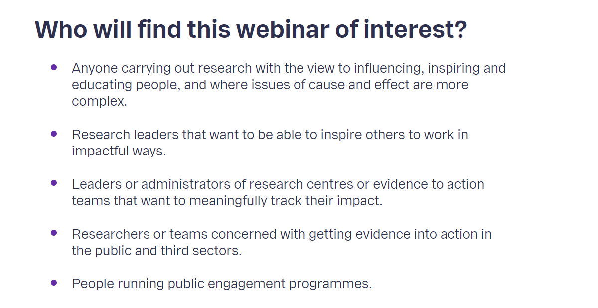 Live #ResearchImpact webinar today @ 4pm (GMT): What do you need to be able to track the impact of your research? 

Info & registration to attend or for recording: matter-of-focus.com/what-do-you-ne…

#PublicEngagement #ResearchCentre #KnowledgeMobilization #EvidenceToAction #AcademicTwitter