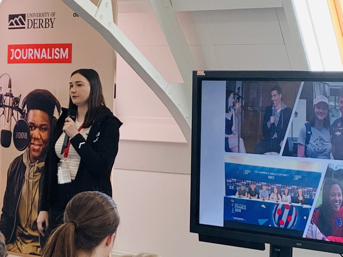 Former Graduate Holly Percival <a href="/hollyy_percival/">Holly Percival</a> Kicking of Employability Day at <a href="/DerbyUni/">University of Derby</a> @DerbyJourno