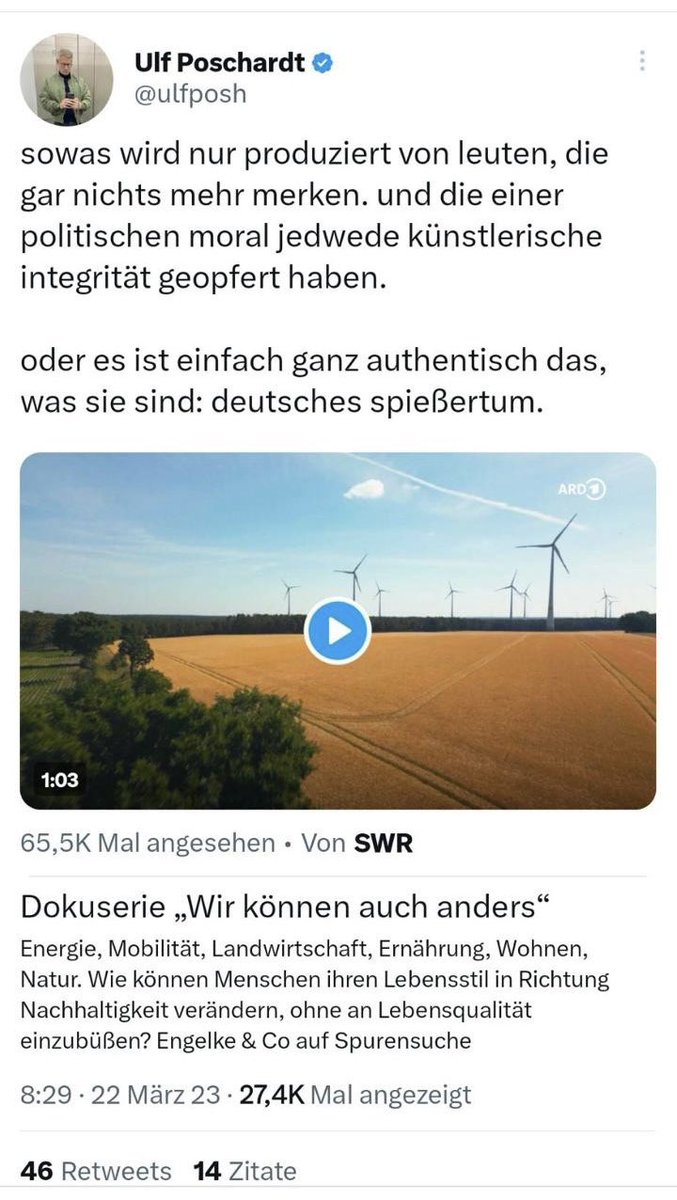 Eine neue TV-Serie zeigt auf unterhaltsame Weise mit Humor und Optimismus konkrete Beispiele für Klimalösungen, die es in unserem Land schon gibt. Sehr sehenswert!

Die Hassreaktion mancher Menschen darauf lässt tief blicken.