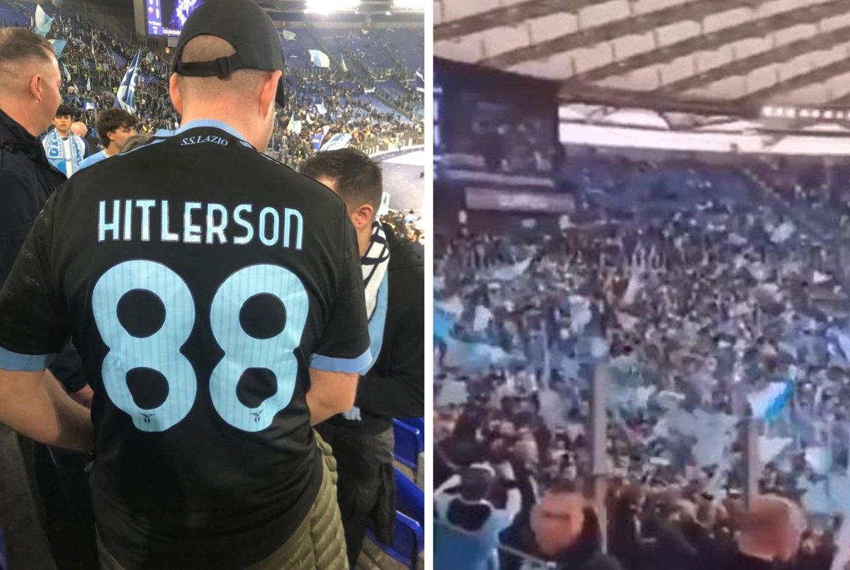 Radio1Rai's tweet photo. 🔵Violazione della Legge Mancino sull'incitamento all'odio razziale è il reato contestato dalla Procura di Roma al tifoso tedesco che all'Olimpico, durante il derby della Capitale, aveva indossato una maglietta con la scritta #Hitlerson. https://t.co/RWNr0RQjL9