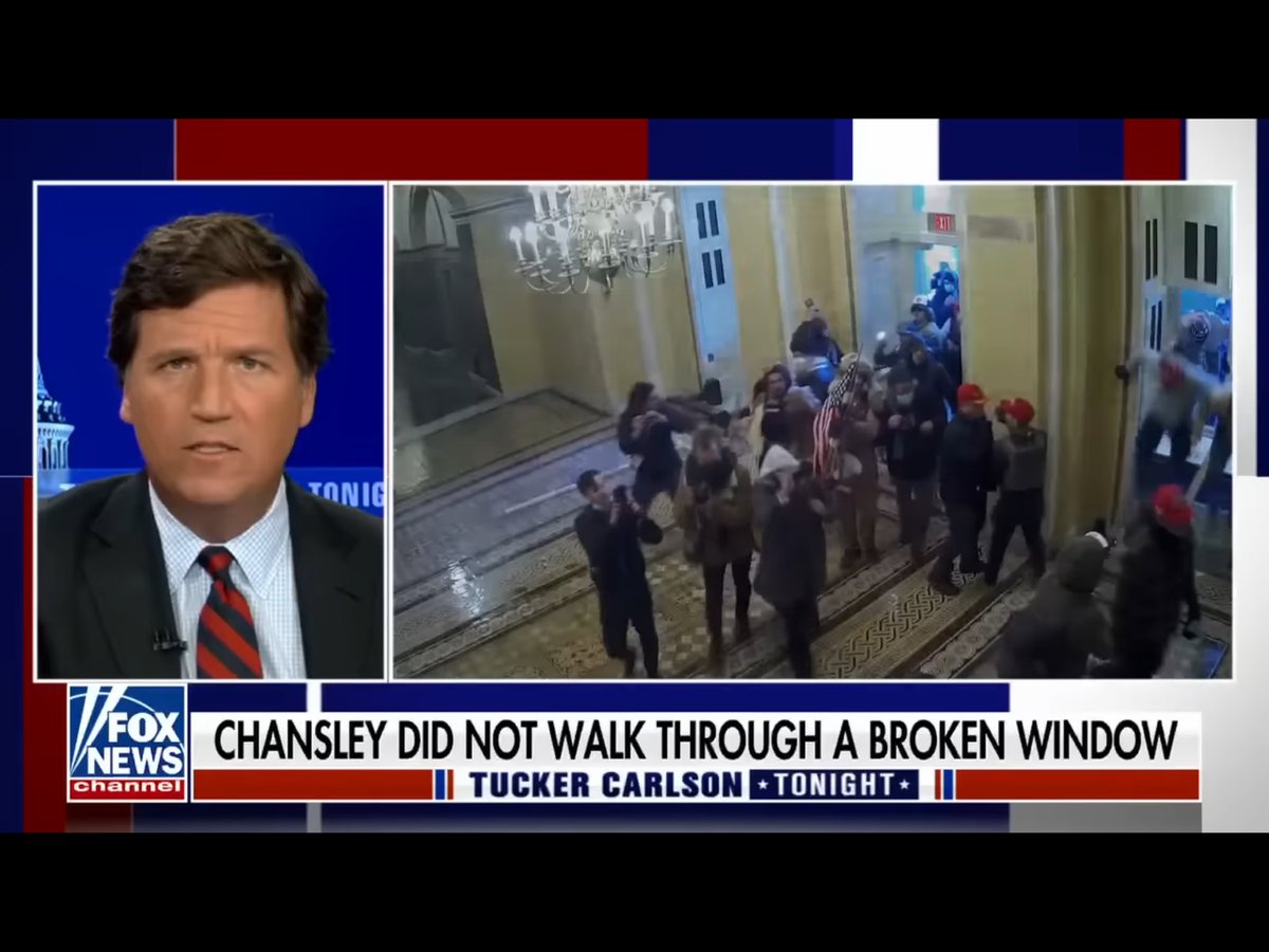 ⁦@Morning_Joe⁩ ⁦@morningmika⁩ once again lied saying #QanonShaman #JacobChansley climbed thru a broken window to enter the Capitol. They’ve labeled him a Domestic Terrorist yet here he is strolling thru the open door w several others b4 Capitol Police gave him a tour