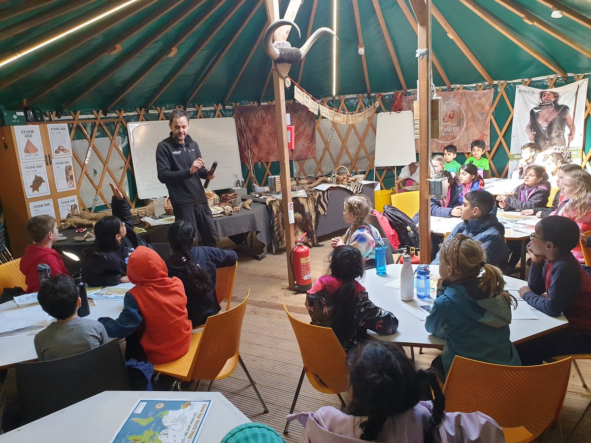 We've arrived safe and sound at our destination. We've dropped our luggage off and we've met our guide... Mr Mack. Now we're travelling back in time 4 million years in our prehistoric yurt. #bringinghistorytolife