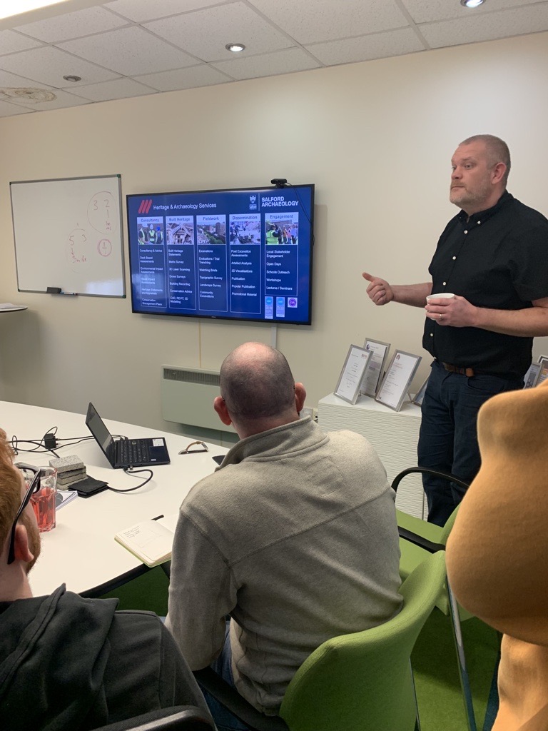 Archaeology team delivering training to the construction industry in Manchester.