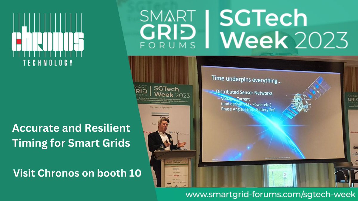 Chris Farrow presenting 'Resilient Timing - Enabling the Smart Grids of Tomorrow' at SGTech Week 2023 Smart Grid Forums today in Amsterdam.

Meet our team on booth 10.

pulse.ly/onr403w2mw

#SGTechWeek2023 #SmartGridForums #UtilityTelecoms #DigitalSubstation #IEC61850 #GNSS
