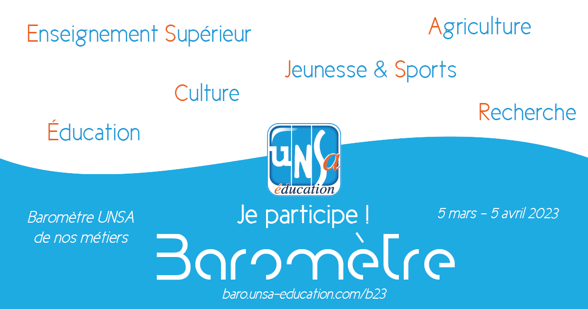 UNSA_Education's tweet photo. Avez-vous déjà répondu au #BarometreUNSA ❓
Il n'est pas trop tard, c'est par ici ▶️ https://t.co/eztyDQ6PG6 https://t.co/anMNwodqiT