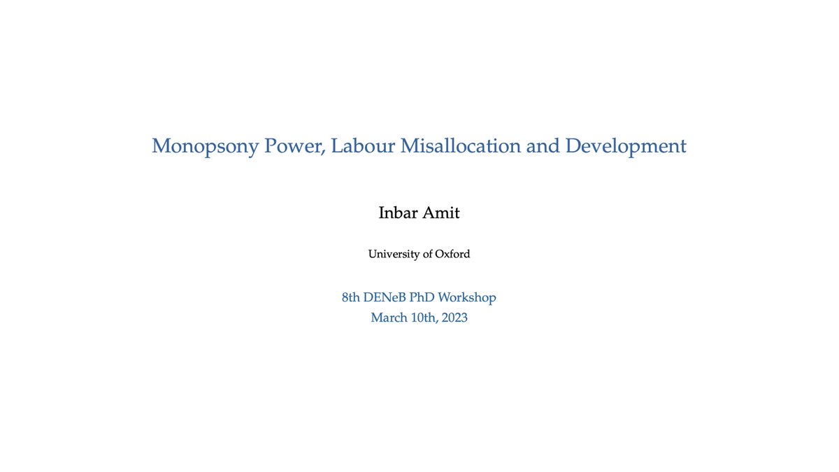 DENeB - @denebberlin.bsky.social (@deneb_berlin) on Twitter photo <a href="/InbarAmit1/">Inbar Amit</a>, 1st year PhD candidate <a href="/OxfordEconDept/">Department of Economics, Oxford</a>, presented his work on the relationship btw firms' labor mkt power & development. Using a large cross-country dataset, he finds employers in poorer countries have more labor mkt power than those in richer countries #PhDWorkshop <a href="/InbarAmit1/">Inbar Amit</a>, 1st year PhD candidate <a href="/OxfordEconDept/">Department of Economics, Oxford</a>, presented his work on the relationship btw firms' labor mkt power & development. Using a large cross-country dataset, he finds employers in poorer countries have more labor mkt power than those in richer countries #PhDWorkshop