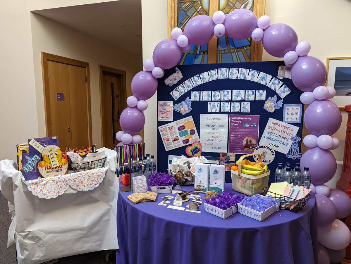 StAndrewHospice's tweet photo. #NationalComplementaryTherapyWeek celebrations are underway here in @StAndrewHospice ๐ฅณ๐
From 10am - 2.30pm, our team will be in the Hospice reception to tell you all about our comp. therapy services. They're running taster sessions so you can experience the therapies too! https://t.co/qDkWOWRpLI