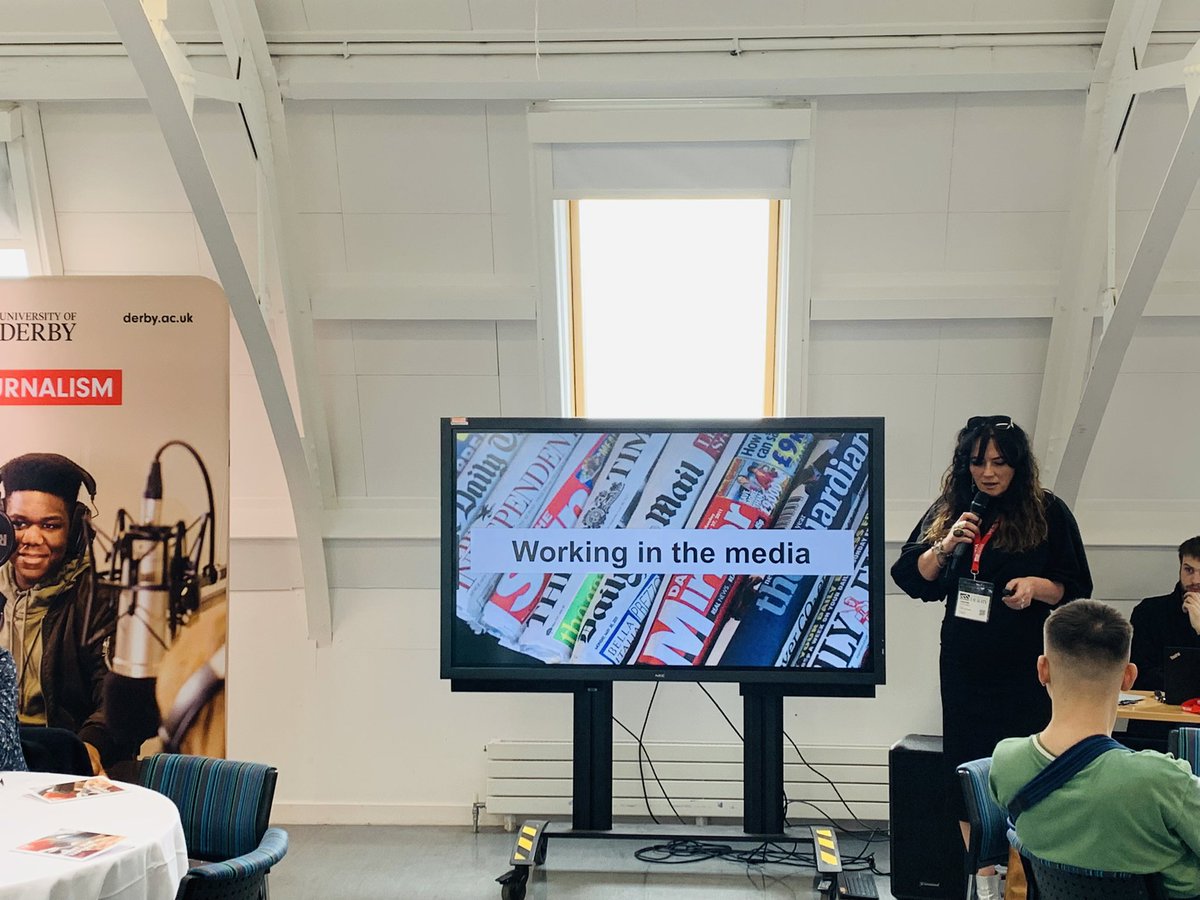 Listening to <a href="/TheJoelyCarey/">Joely Carey</a> giving expert tips at Employability Day 2023. “Journalists give a voice to the voiceless” @DerbyJourno <a href="/DerbyUni/">University of Derby</a>